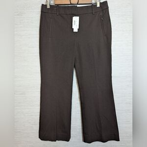 J Crew Teddie Ankle Flare Crop Pants Dark Chocolate Brown NWT 6 Stretch